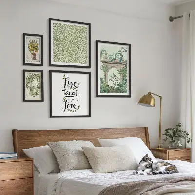 Bildergalerie-Set für die Wand mit Pflanzenmotiven und Boho-Akzenten