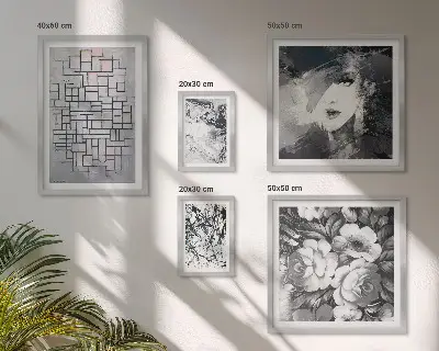 Bilderset fürs Sofa abstrakte Blumen und modernes Porträt