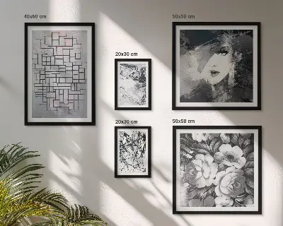 Bilderset fürs Sofa abstrakte Blumen und modernes Porträt