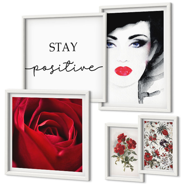 Bildergalerie-set für die wand Vintage-Frauenporträts mit Blumen