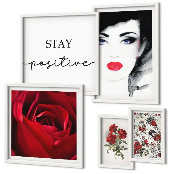 Bildergalerie-Set für die Wand Vintage-Frauenporträts mit Blumenmotiven