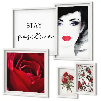 Bildergalerie-Set für die Wand Vintage-Frauenporträts mit Blumenmotiven
