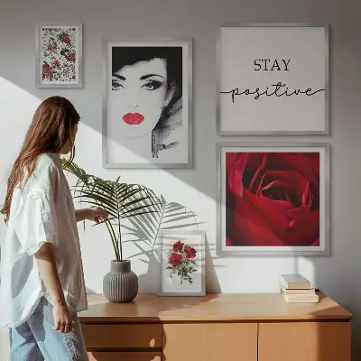 Bildergalerie-Set für die Wand Vintage-Frauenporträts mit Blumenmotiven