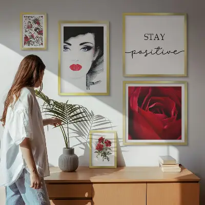 Bildergalerie-Set für die Wand Vintage-Frauenporträts mit Blumenmotiven