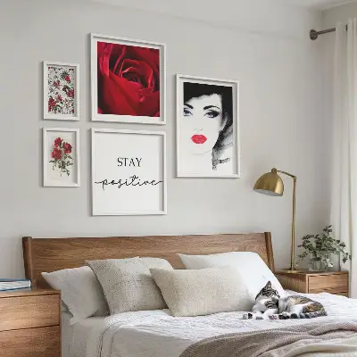 Bildergalerie-Set für die Wand Vintage-Frauenporträts mit Blumenmotiven