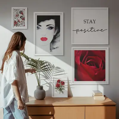 Bildergalerie-Set für die Wand Vintage-Frauenporträts mit Blumenmotiven