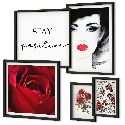 Bildergalerie-Set für die Wand Vintage-Frauenporträts mit Blumenmotiven