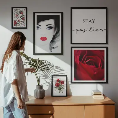 Bildergalerie-Set für die Wand Vintage-Frauenporträts mit Blumenmotiven