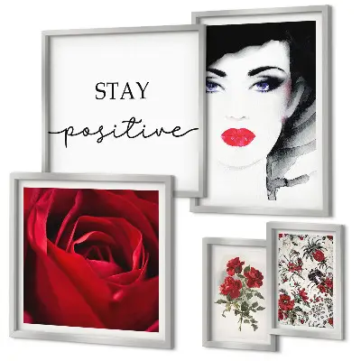 Bildergalerie-Set für die Wand Vintage-Frauenporträts mit Blumenmotiven