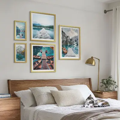 Modernes Wandbilderset mit Berglandschaften und Wasserwegen