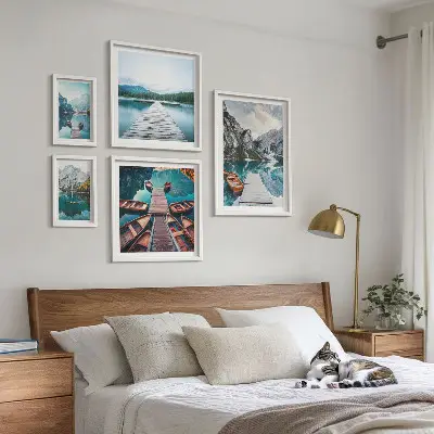 Modernes Wandbilderset mit Berglandschaften und Wasserwegen