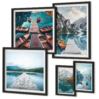 Modernes Wandbilderset mit Berglandschaften und Wasserwegen