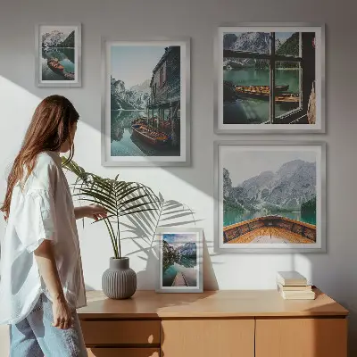 Bilderset für das Sofa mit Seen und Berglandschaft für mehr Ruhe