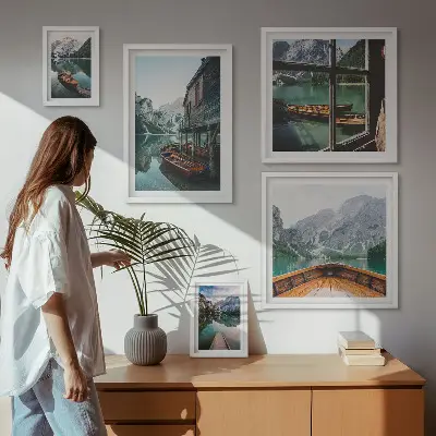 Bilderset für das Sofa mit Seen und Berglandschaft für mehr Ruhe