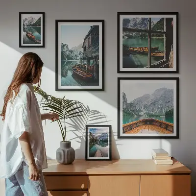 Bilderset für das Sofa mit Seen und Berglandschaft für mehr Ruhe
