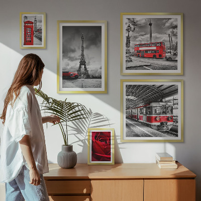 Modernes wandbilder-set Architektonische Ikonen und Fahrzeuge