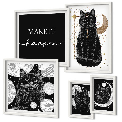 Bilderset fürs sofa Schwarze Katzen Boho-Raum