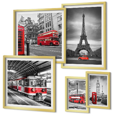 Bildergalerie-set für die wand Stilvolle Ansichten von London und Paris