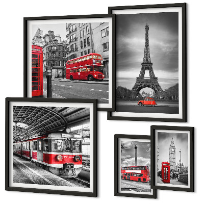 Bildergalerie-set für die wand Stilvolle Ansichten von London und Paris