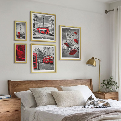 Modernes wandbilder-set Londoner Motive, rote Akzente