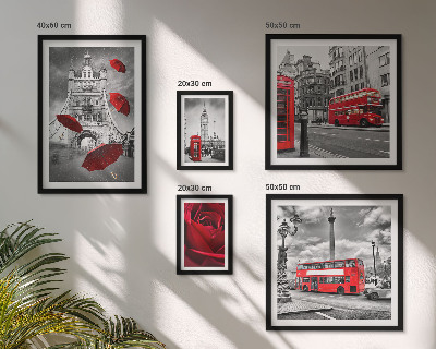 Modernes wandbilder-set Londoner Motive, rote Akzente