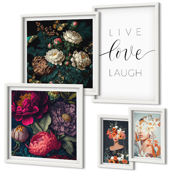 Bildergalerie-set für die wand Motivierende Slogans mit Blumenmotiv