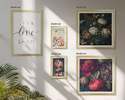 Bildergalerie-Set für die Wand mit motivierenden Slogans und Blumenmotiven
