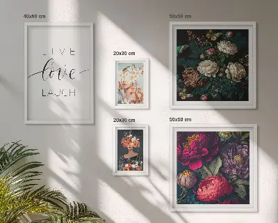 Bildergalerie-Set für die Wand mit motivierenden Slogans und Blumenmotiven
