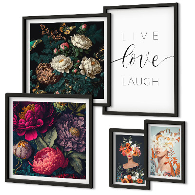 Bildergalerie-set für die wand Motivierende Slogans mit Blumenmotiv
