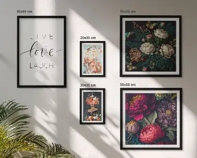 Bildergalerie-Set für die Wand mit motivierenden Slogans und Blumenmotiven