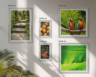 Modernes Wandbilderset mit Motiven tropischer Früchte