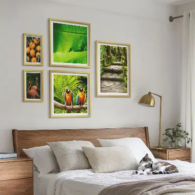 Modernes Wandbilderset mit Motiven tropischer Früchte