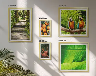 Modernes Wandbilderset mit Motiven tropischer Früchte
