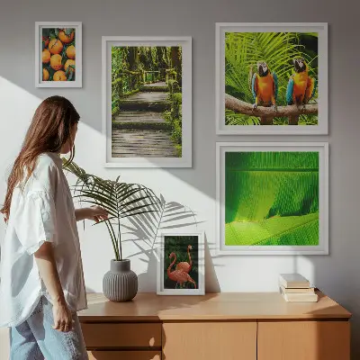 Modernes Wandbilderset mit Motiven tropischer Früchte