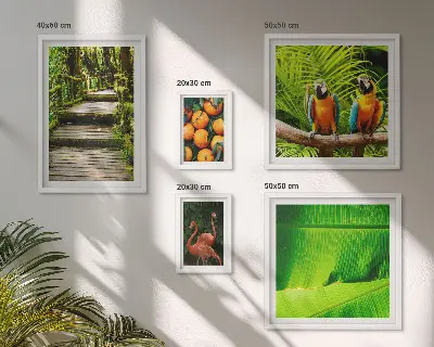 Modernes Wandbilderset mit Motiven tropischer Früchte