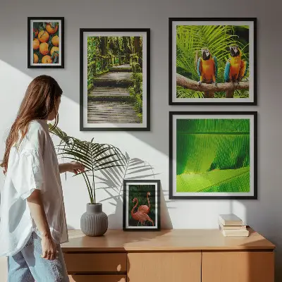 Modernes Wandbilderset mit Motiven tropischer Früchte