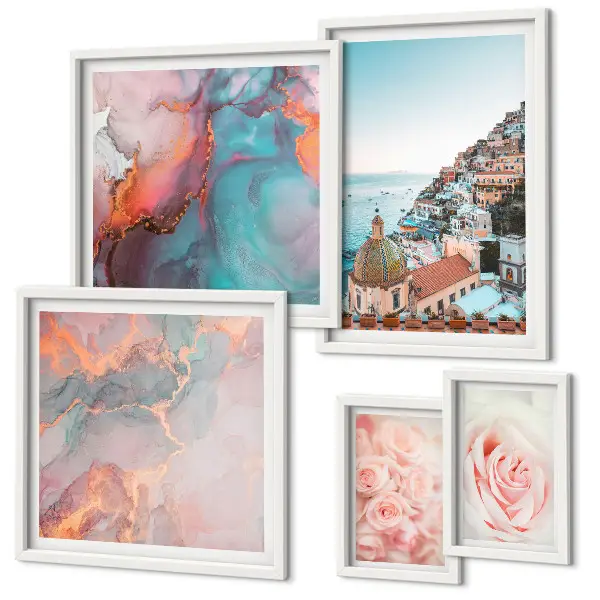 Bildergalerie-Set für die Wand mit romantischen rosa Landschaften