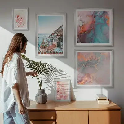 Bildergalerie-Set für die Wand mit romantischen rosa Landschaften