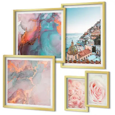 Bildergalerie-Set für die Wand mit romantischen rosa Landschaften