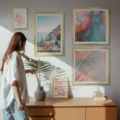 Bildergalerie-Set für die Wand mit romantischen rosa Landschaften
