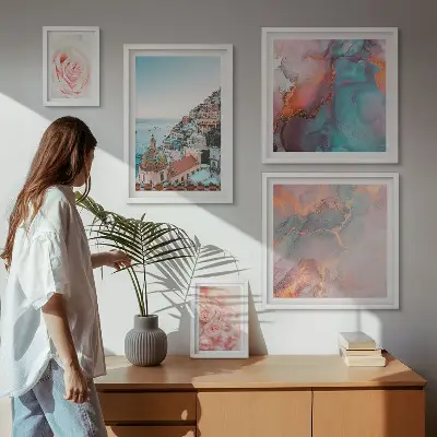 Bildergalerie-Set für die Wand mit romantischen rosa Landschaften