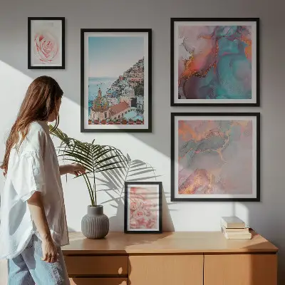 Bildergalerie-Set für die Wand mit romantischen rosa Landschaften