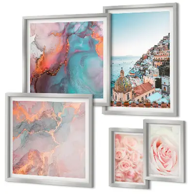 Bildergalerie-Set für die Wand mit romantischen rosa Landschaften