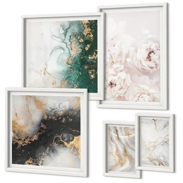 Modernes Wandbilder-Set florale Akzente in abstrakter Eleganz