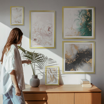 Modernes wandbilder-set Florale Akzente, abstrakte Eleganz