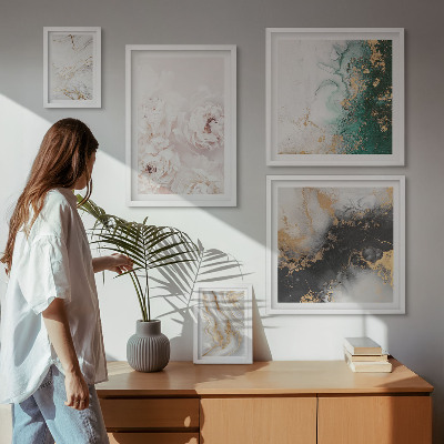 Modernes wandbilder-set Florale Akzente, abstrakte Eleganz