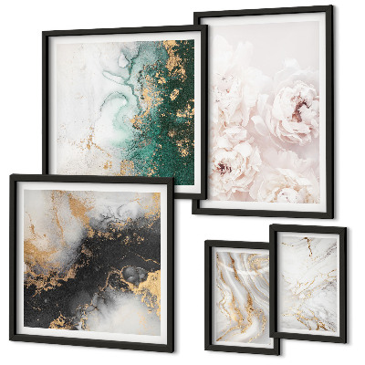 Modernes wandbilder-set Florale Akzente, abstrakte Eleganz