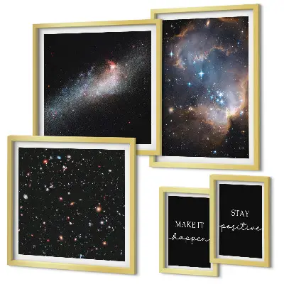 Bilderset fürs Sofa mit kosmischen Motivationssprüchen