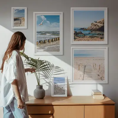 Modernes Wandbilder-Set mit Küstenlandschaften