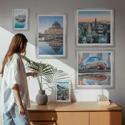 Bildergalerie-Set für die Wand mit Motiven von Stadtlandschaften, Architektur und Natur